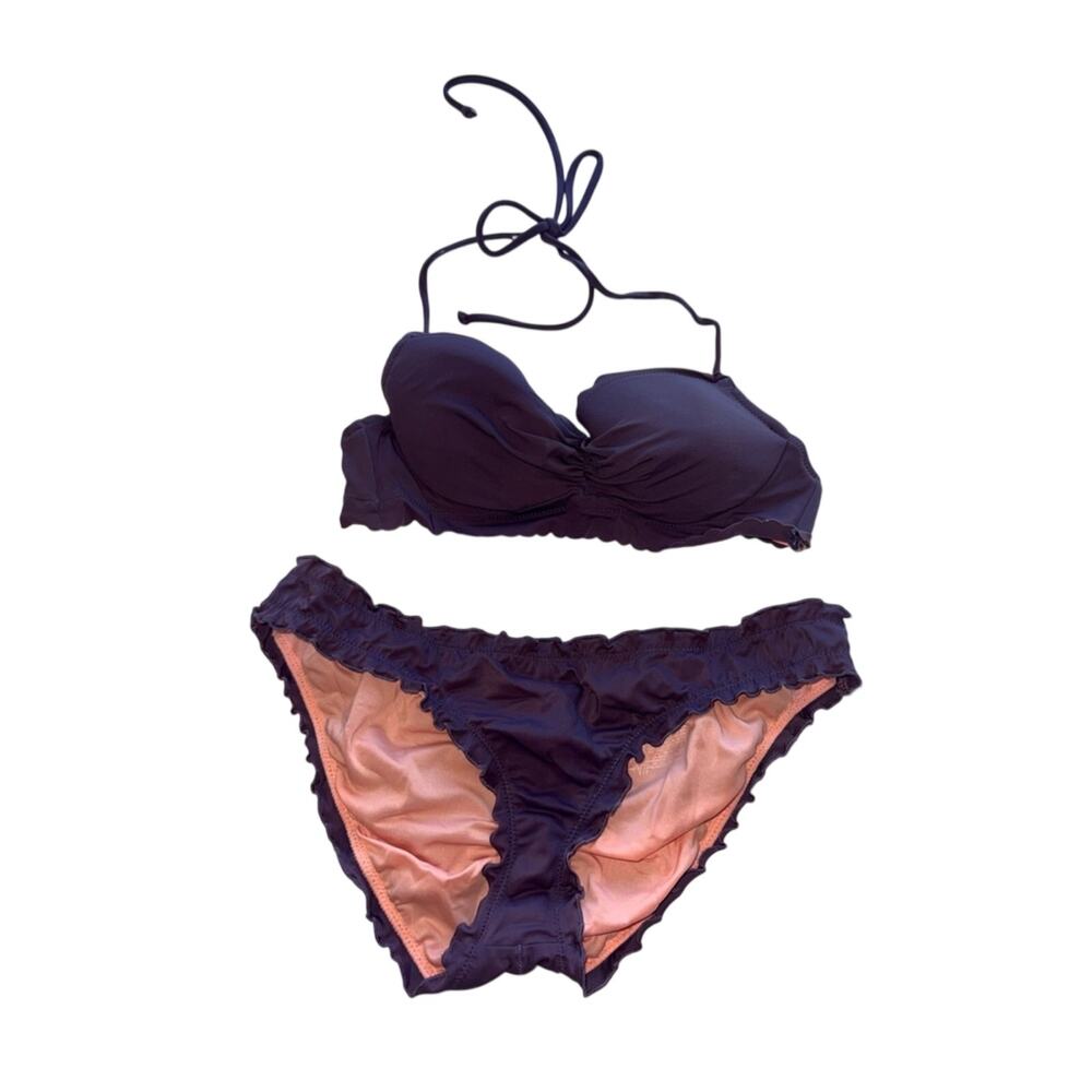 Victoria's Secret Dark Purple Bandeau Bikini with Lined Bottoms